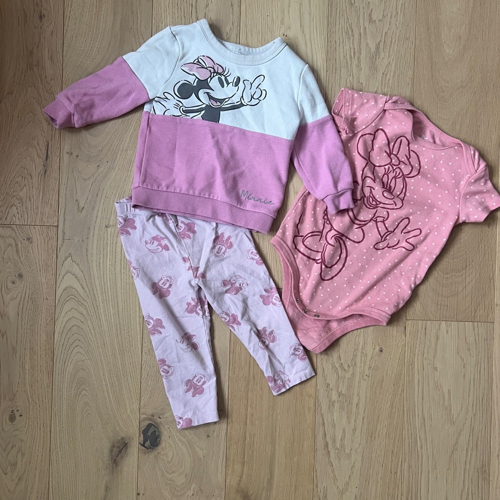 Disney Pink and White Minnie Mouse Baby Outfit Set